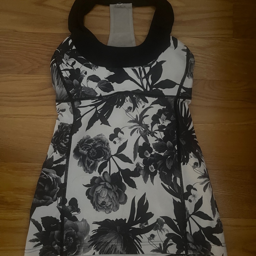 lululemon athletica Black and White Floral Tank Top